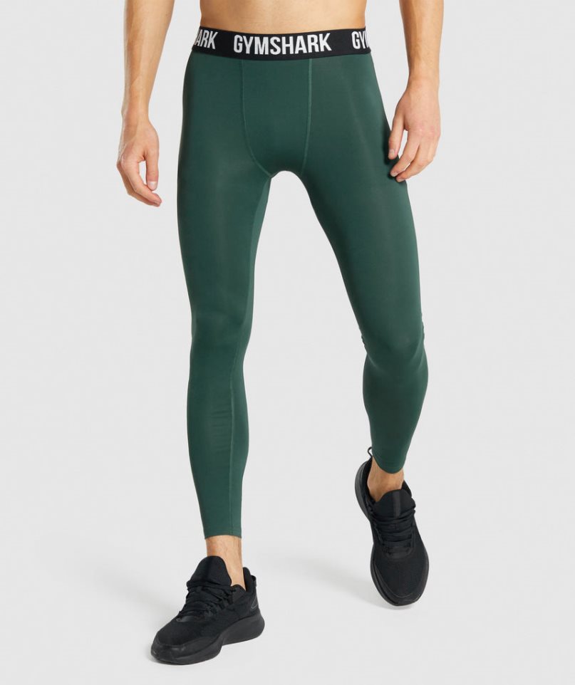 Men\'s Gymshark Element Baselayer Leggings Dark Green | NZ 4TINVW